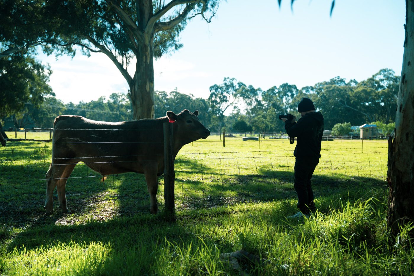 Shane Leigh photographing on location in the countryside